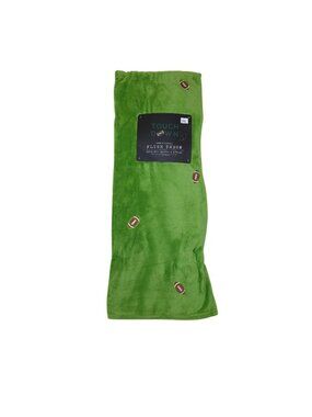 Football Touchdown Embroidered Plush Throw Blanket Green Football 50"x70"
